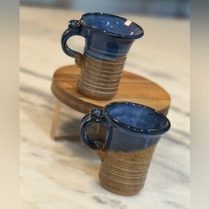 Hand thrown Set of 2 signed Pottery Mugs